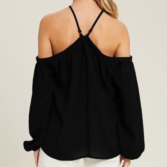 New Sexy Off Shoulder Draped Halter Top Blouse - Picture 3 of 8